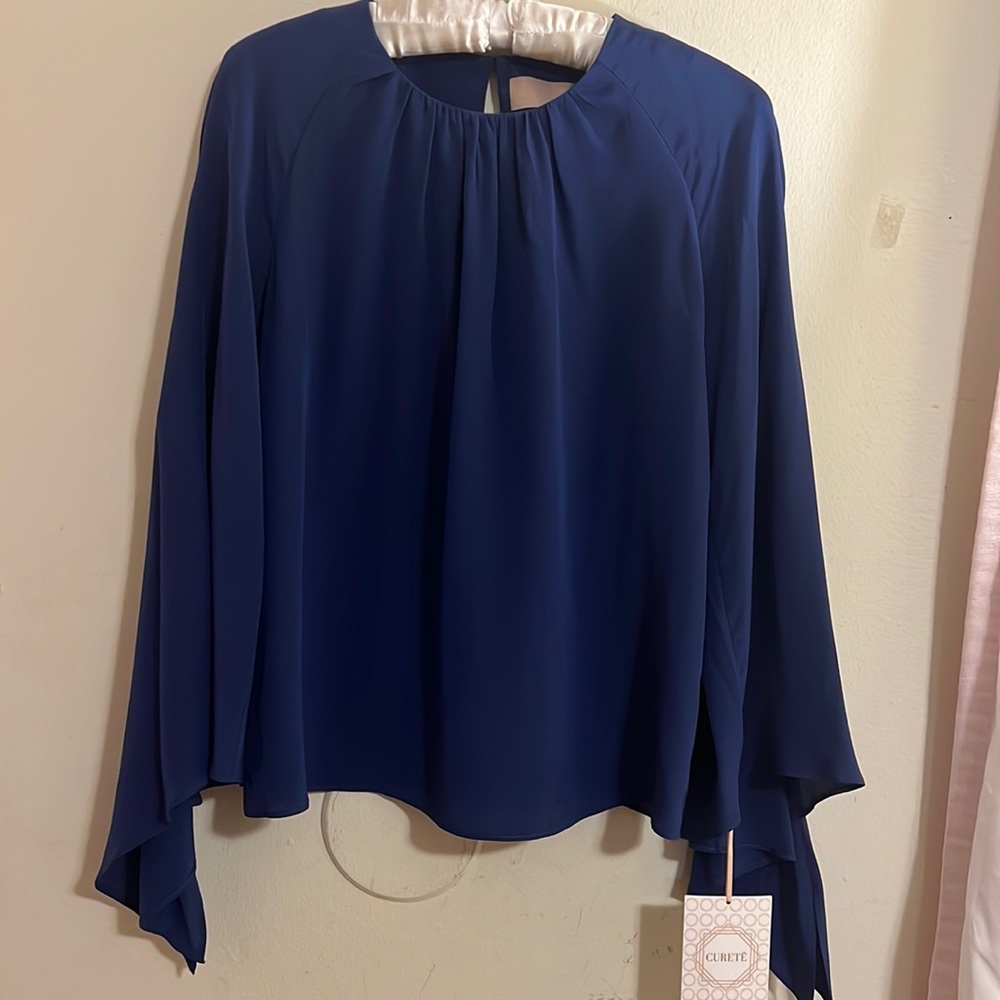 NWT Curete womens bell sleeve silk blouse